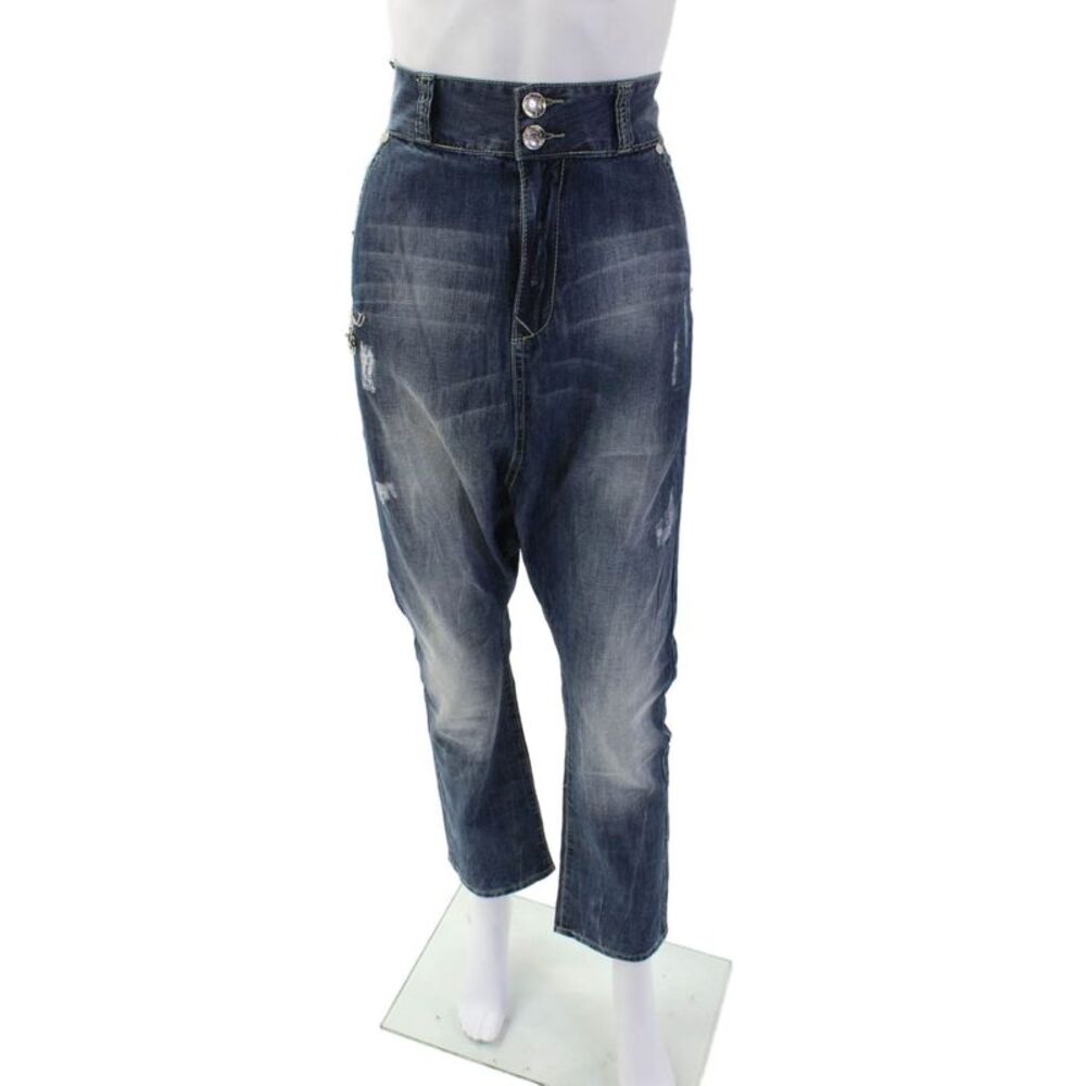 NYC Star Womens Cotton Denim Five Pocket High-Rise Harem Jeans Blue Size 26